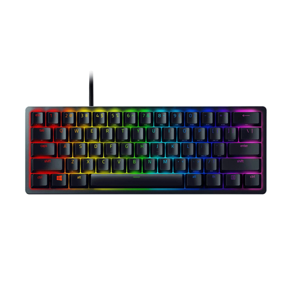 [RZ03-03390200-R3M1] Razer Huntsman Mini Linear Optical Switches (Red) 60% Gaming Keyboard: Chroma RGB Lighting, Pbt Keycaps, Onboard Memory - Black