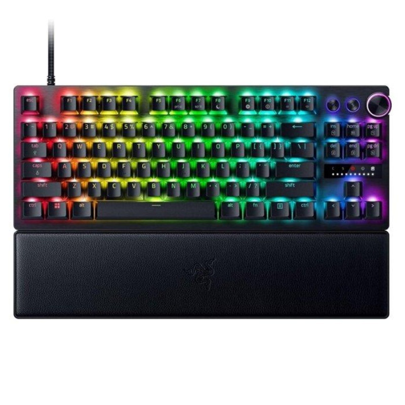 [RZ03-04980100-R3M1] Razer Huntsman V3 Pro TKL Gaming Keyboard: Analog Optical Switches, Rapid Trigger & Adjustable Actuation, Media Keys & Dial, Doubleshot PBT Keycaps - Wrist Rest - Black