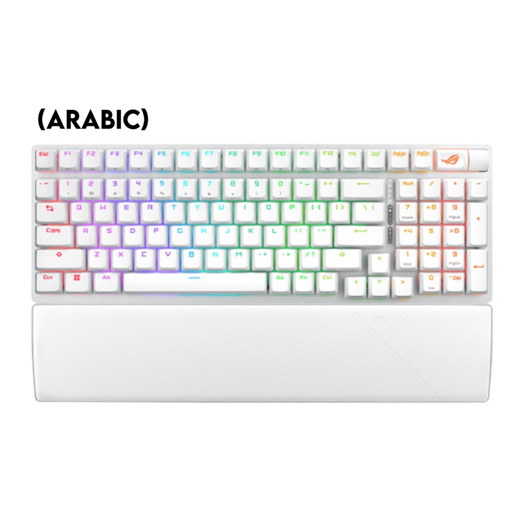 [90MP037A-BKCA10] Asus X901 Rog Strix Scope II 96 Wireless Mechanical Gaming KeyBoard NX Snow Switch Refined Linear (Arabic) - White