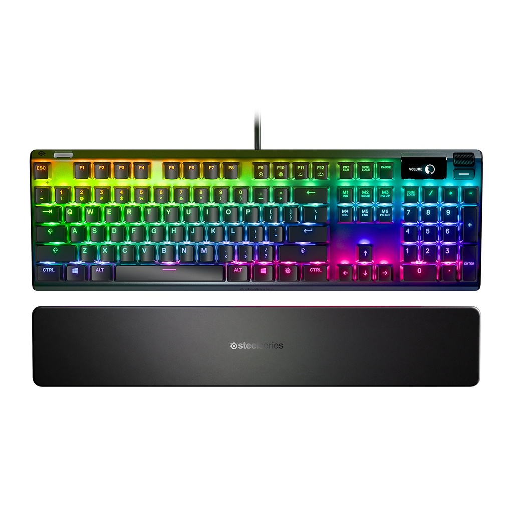 [64636] SteelSeries Apex 7 Mechanical Wired RGB Red Switches Gaming Keyboard, OLED Smart Display, Dedicated Multimedia Controls, Premium Magnetic Wrist Rest, For PC/PS5 & Xbox
