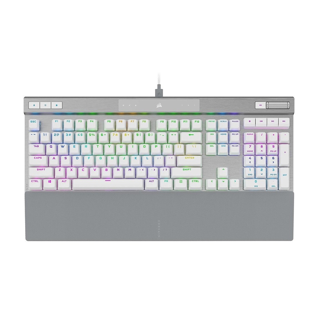 [CH-910951A-NA] Corsair K70 PRO RGB Optical-Mechanical Gaming Keyboard OPX Linear Switch PBT Double-Shot Keycaps - White
