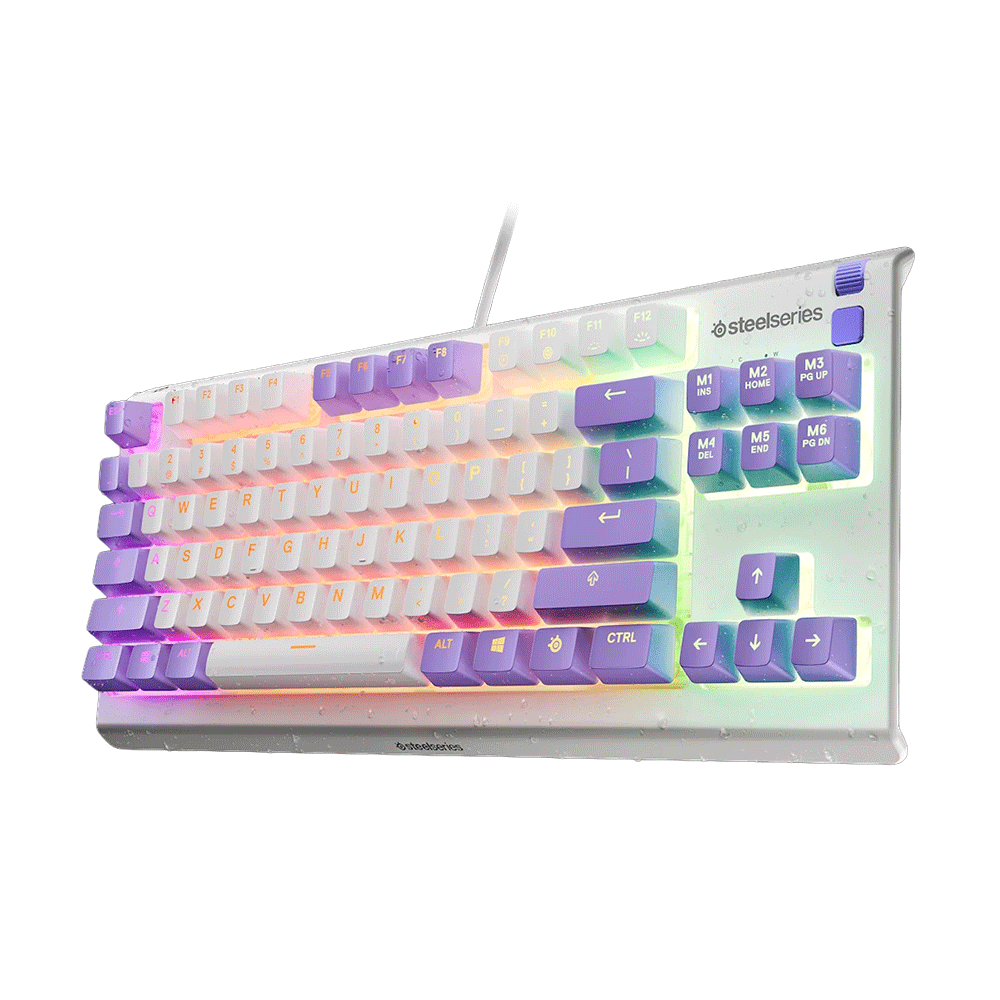 [64951] SteelSeries Apex 3 TKL RGB Water & Dust Resistant Whisper Quiet Switches Gaming Keyboard - Amethyst