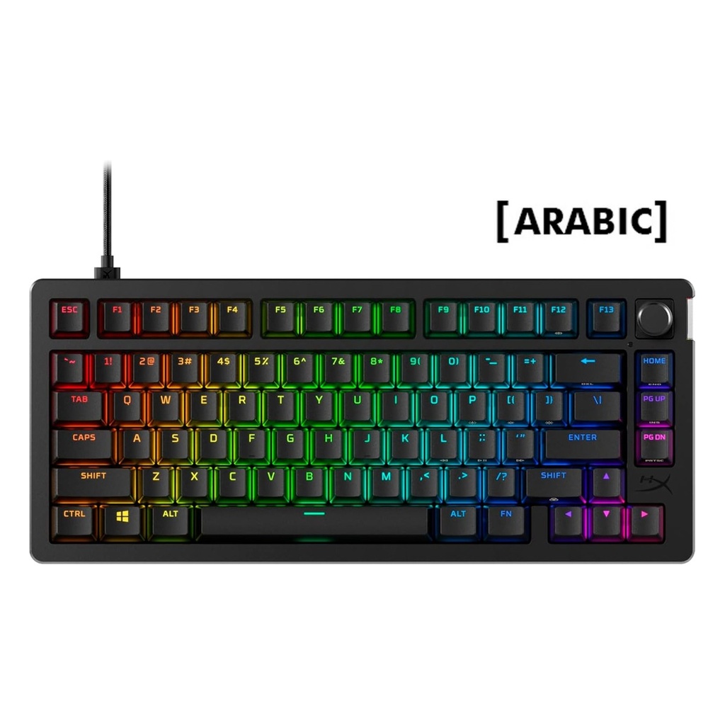 [7G7A4AA] HyperX Alloy Rise 75% RGB Wired Gaming Keyboard Red Linear Switch (English/Arabic) For PC,PS5,PS4,Xbox Series X|S & Xbox One