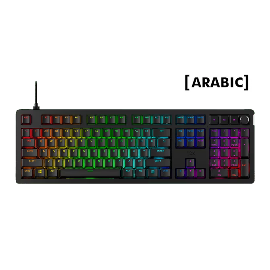 [7G7A3AA] HyperX Alloy Rise RGB Wired Gaming Keyboard Red Linear Switch (English/Arabic) For PC,PS5,PS4,Xbox Series X|S & Xbox One