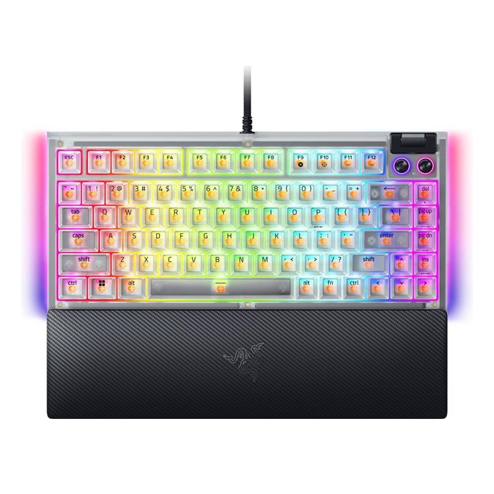 [RZ03-05003500-R3M1] Razer BlackWidow V4 75% Phantom White Edition Hot-Swappable Mechanical Wired Gaming Keyboard Tactile & Quiet Switch