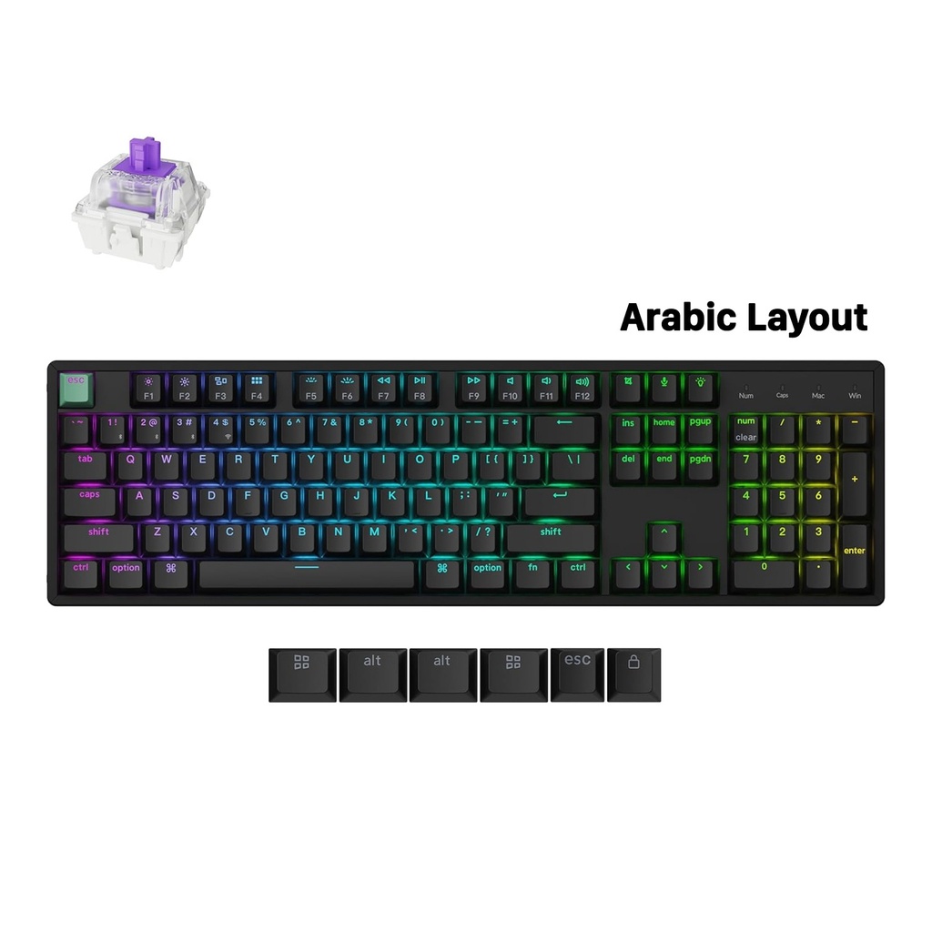[K10H-J1-AR] Keychron K10 Max 80% Wireless Mechanical Keyboard RGB Backlight Gateron Red Switch BT 5.1 / 2.4GHz / USB-C (Arabic Layout)-Gray