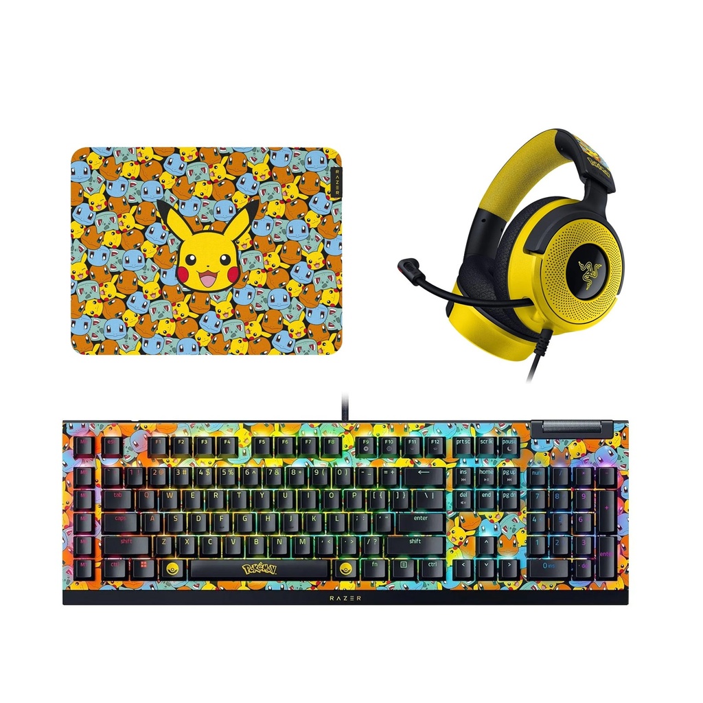 [Pok] Razer Pokémon Edition Bundle - Razer BlackWidow V4 X Wired Keyboard + Razer Kraken V4 X Wired Gaming Headset + Razer GIGANTUS V2 M Gaming Mouse Pad