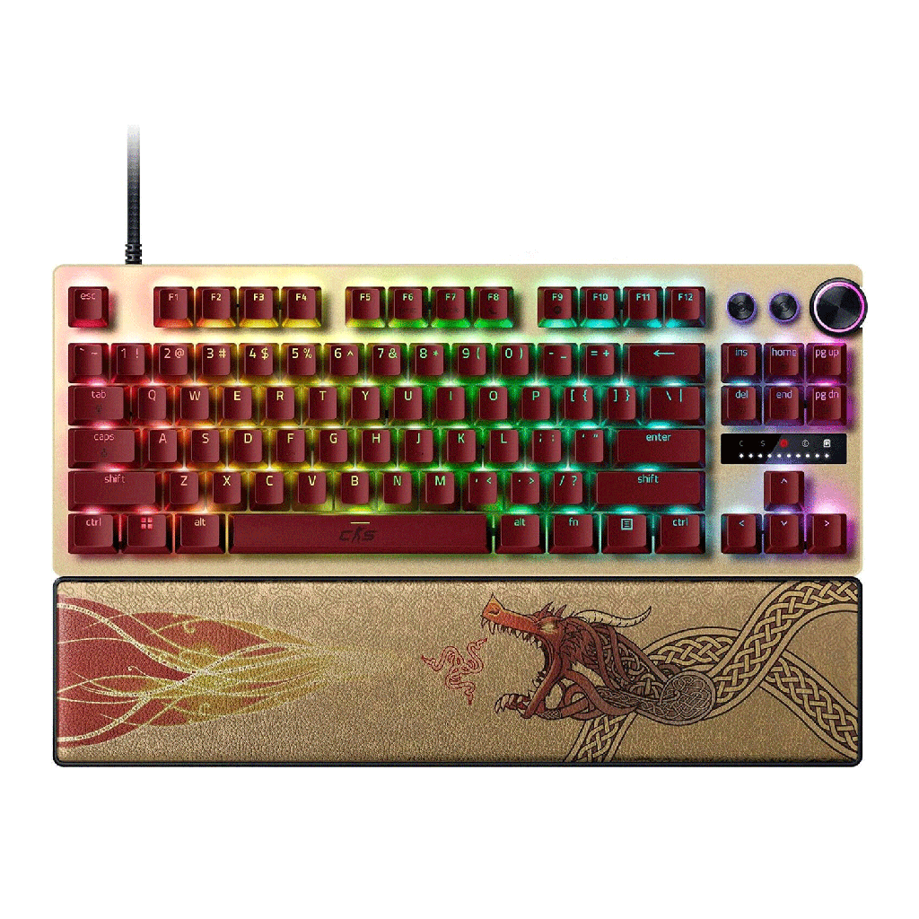[RZ03-04982100-R3M1] Razer Huntsman V3 Pro TKL Esports Counter-Strike 2 Edition Gaming Keyboard, Analog Optical Switches Snap Tap, Rapid Trigger, Adjustable Actuation, Media Keys, PBT Keycaps, Gold | RZ03-04982100-R3M1