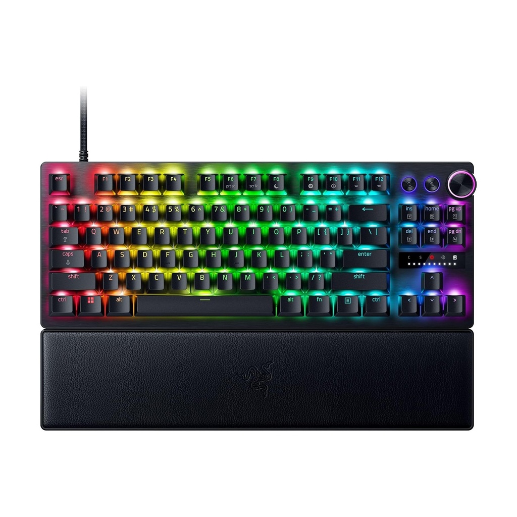 [RZ03-04980200-R3U1] Razer Huntsman V3 Pro TKL Esports Gaming Keyboard, Analog Optical Switches, Razer Snap Tap, Rapid Trigger, Adjustable Actuation, Media Keys & Dial, Doubleshot PBT Keycaps, Wrist Rest, Black | RZ03-04980200-R3U1