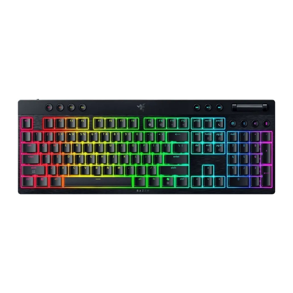 [RZ03-05271500-R3M1] Razer BlackWidow V4 Low-Profile HyperSpeed Wireless/ Bluetooth/Wired Chroma RGB Gaming Keyboard,Linear Yellow Switches,Up to 980 Hrs Battery Life, Black | RZ03-05271500-R3M1