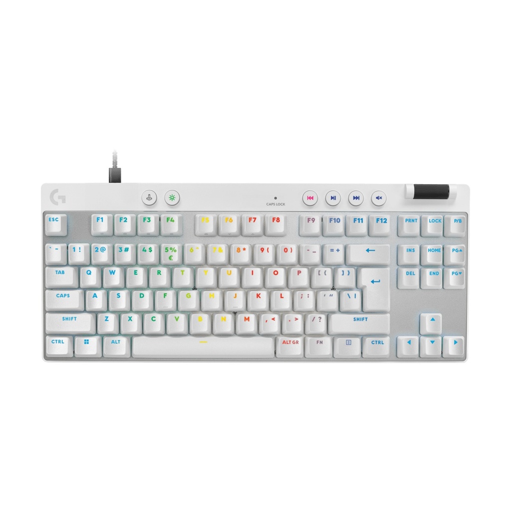 [920-013242] Logitech PRO X TKL RAPID Wired Mechanical Keyboard, Magnetic Analog Switches, Rapid Trigger, LIGHTSYNC Technology, Wired Connectivity, English (US) Layout, White | 920-013242