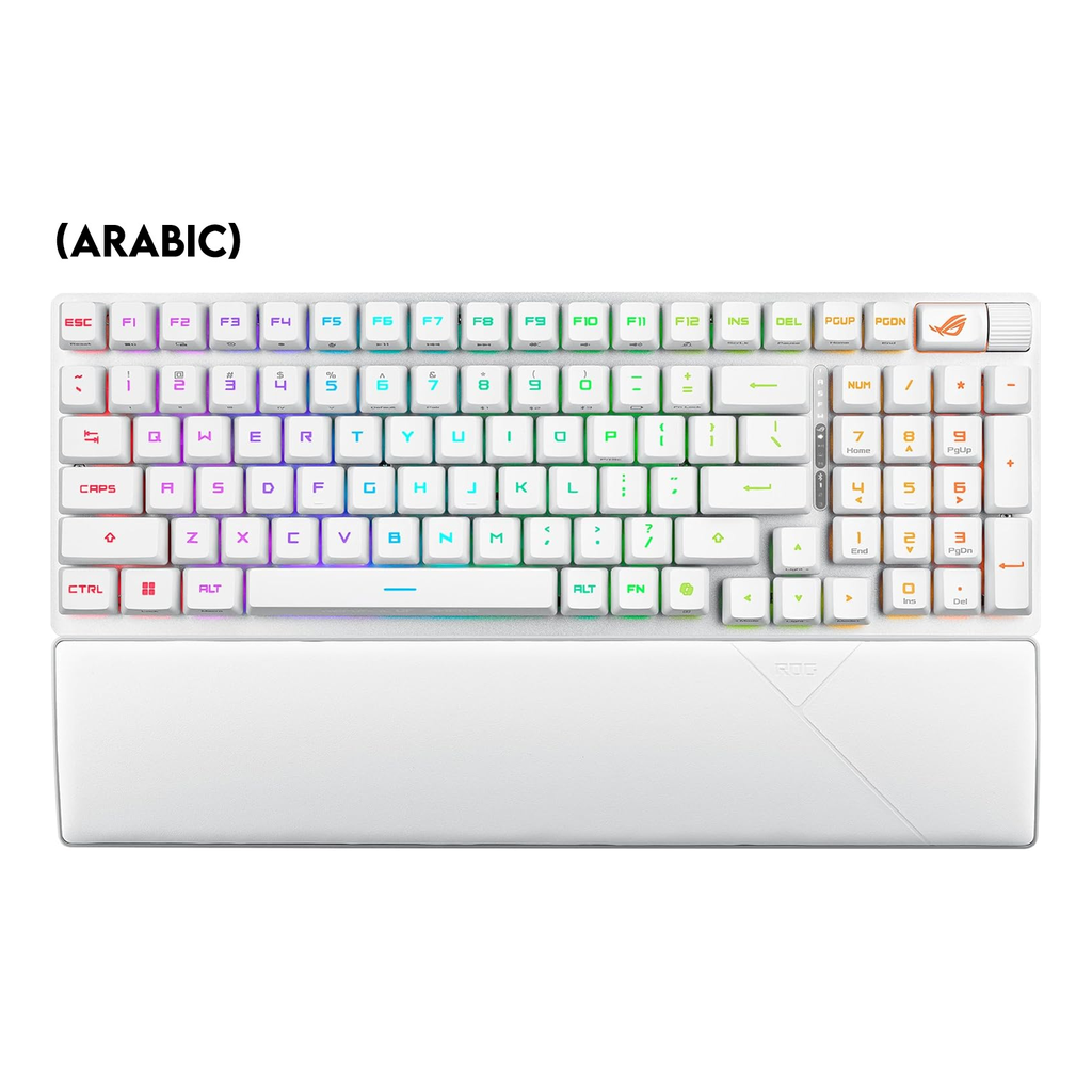 [90MP03S2-BKCA10] Asus X902 Rog Strix Scope II 96 RX Wireless Optical Mechanical Gaming Keyboard Rog RX Blue Switch Clicky And Speedy (Arabic) - White