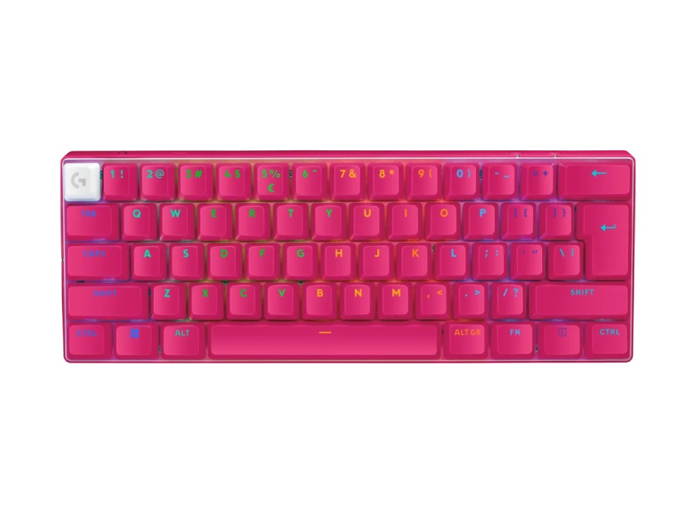 [920-011949] Logitech Pro X 60 Light Speed Wireless Gaming Keyboard Dual Shot PBT GX Optical Tactile Switch - Magenta