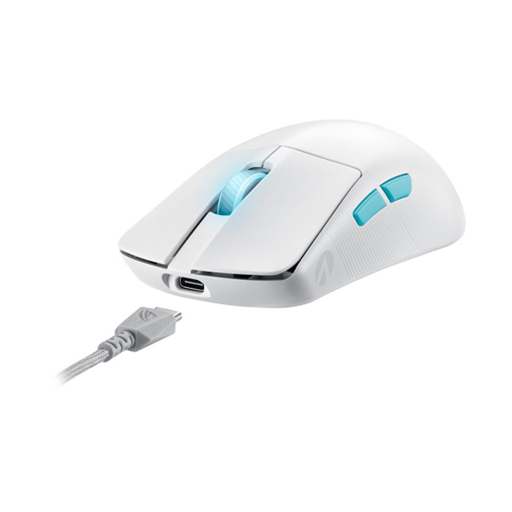 [90MP02W0-BMUA10] Asus P713 Rog Harpe Ace Aim Lab Edition Wireless/Bluetooth/ Wired Lightweight 54g,36K DPI Gaming Mouse - White