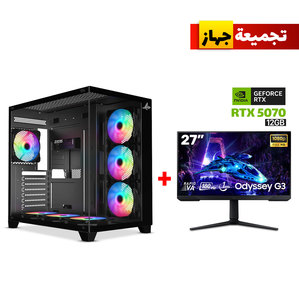 [XI700B-GPC1] Gaming PC i7-14700F,GigaByte Intel B760M G AX WIFI DDR5 MB,32GB DDR5 (6000) RAM,1TB NVMe SSD,RTX 5070 12GB VGA,850 Watt GOLD PSU,AZZA L240 Liquid Cooler,Sharx Profin XI700B Case Black,Win 11 Pro License,Samsung Odyssey G3 27" VA FHD 180Hz Gaming Monitor