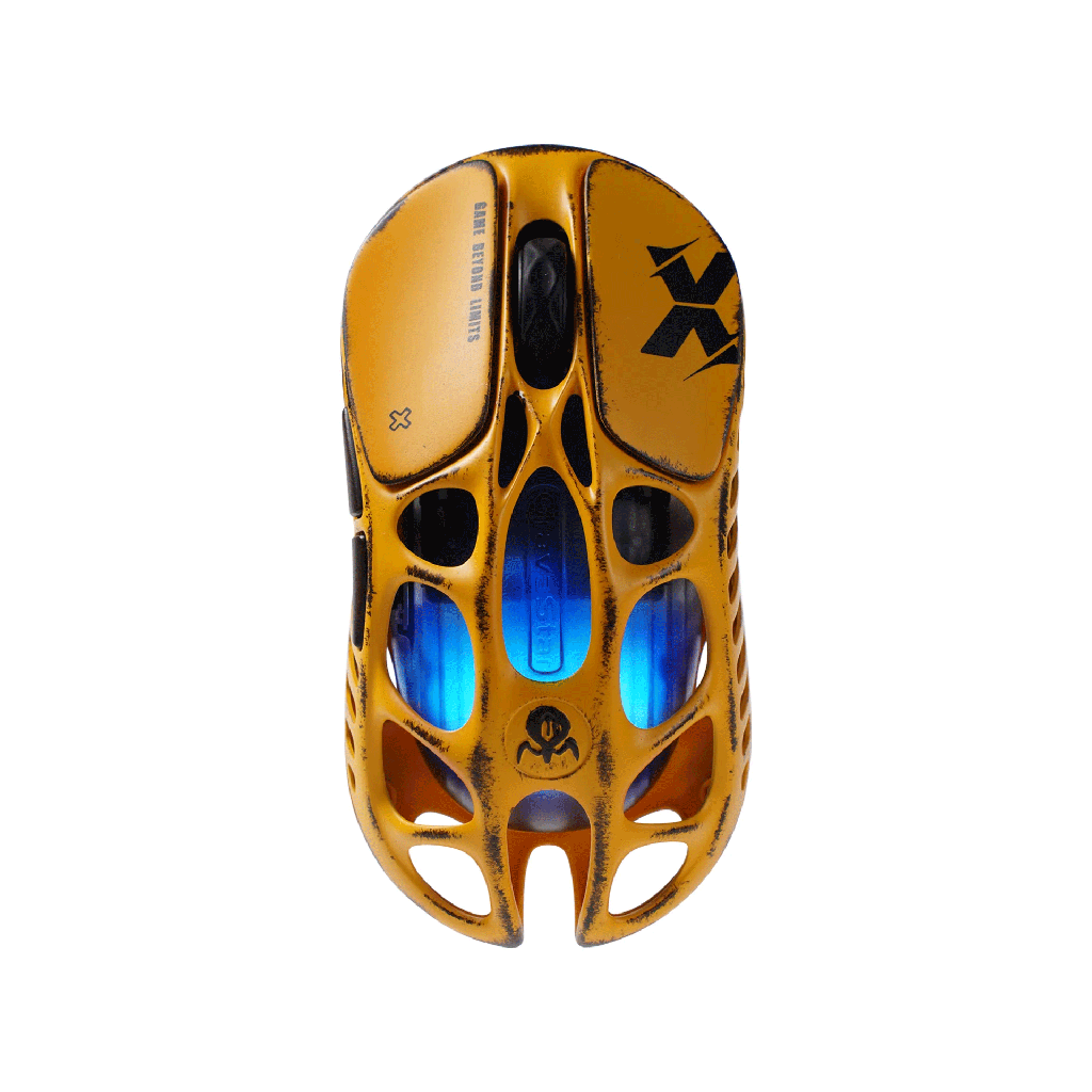 [GSX_YLW] GravaStar Mercury X Magnesium Alloy Frame Wireless/Bluetooth/Wired Gaming Mouse Special Edition - Battle Worn Yellow