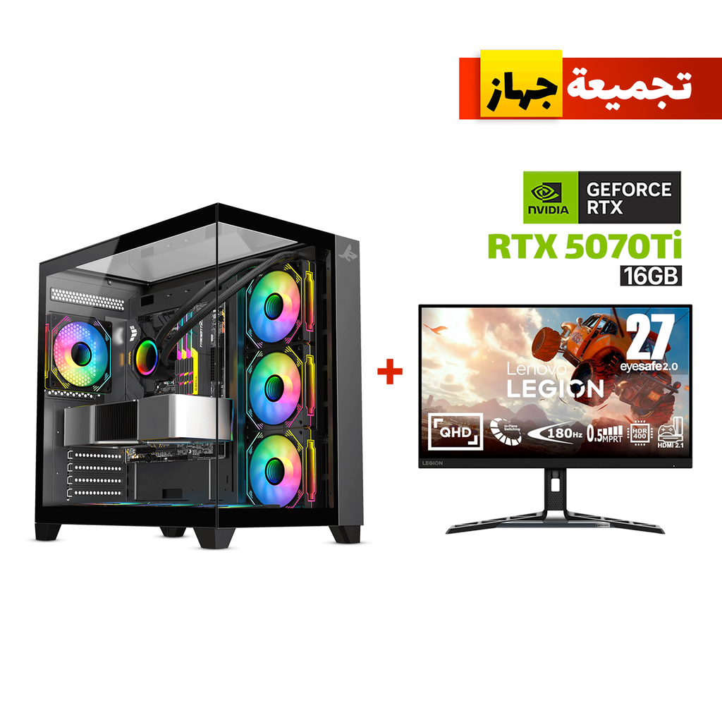 [GX700-B-PC23] Gaming PC i9-14900K, ASUS ROG STRIX B760-F Wi-Fi, 64GB D5 RAM, WD 2TB GEN-4 SSD, ZOTAC RTX 5070TI 16GB VGA, 850W GOLD PSU, COUGAR L360 Liquid Cooler, Sharx Profin GX700 Mid Tower Case, Win 11 Pro + Lenovo R27QE 27" 2K 180Hz Gaming Monitor