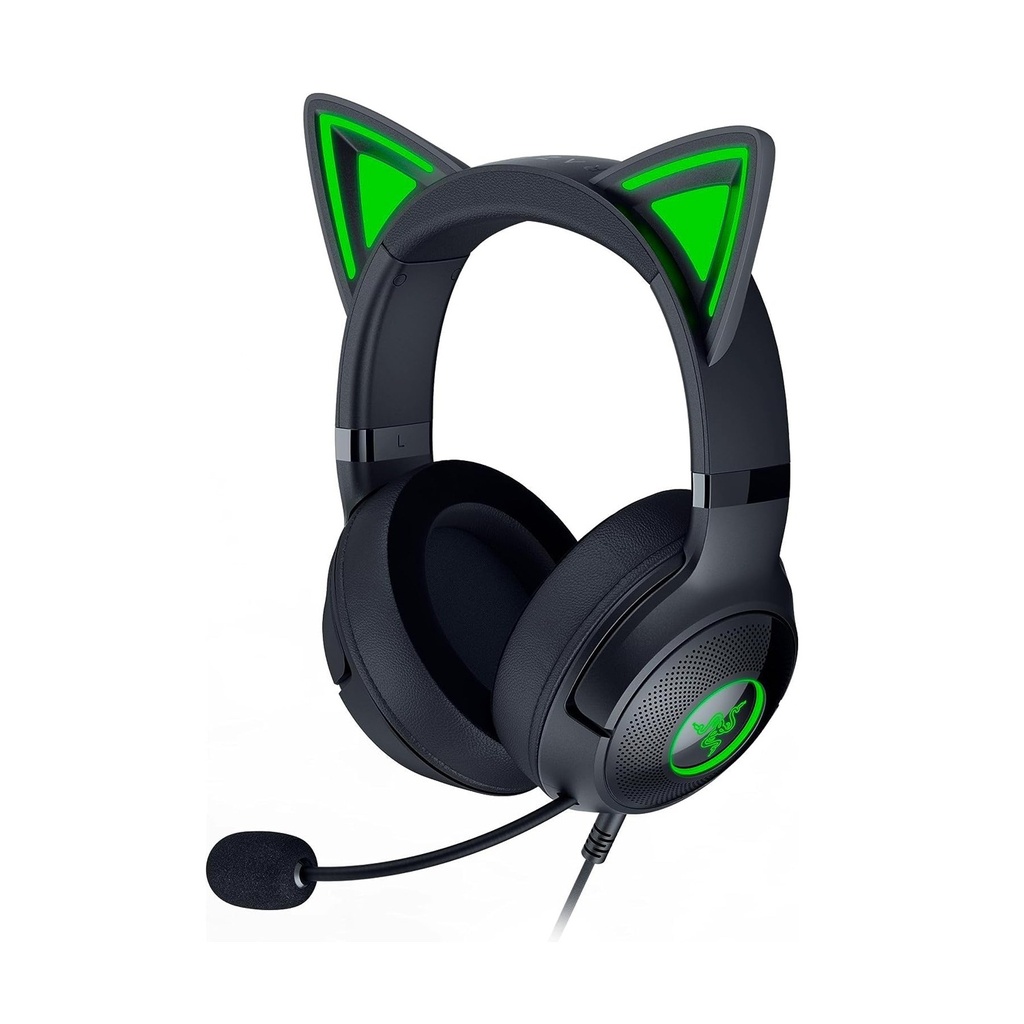 [RZ04-04730100-R3M1] Razer Kraken Kitty V2 USB Wired RGB Gaming Headset: Chroma Kitty Ears, Stream Reactive Lighting, HyperClear Cardioid Mic, 7.1 Surround Sound For PC, PS4, PS5 - Black