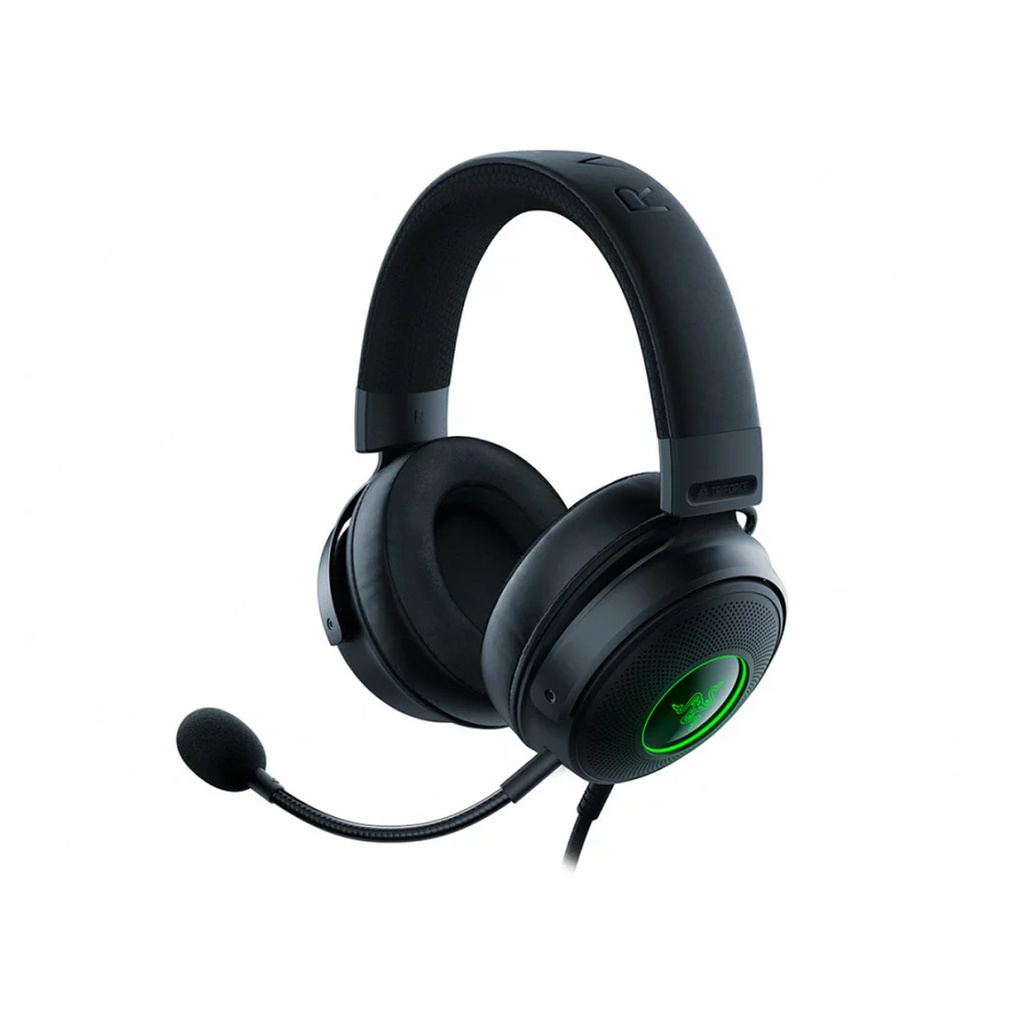 [RZ04-03750300-R3M1] Razer Kraken V3 X Wired USB Gaming Headset: HyperClear Cardioid Mic, Oval Ear Cushions, Hybrid fabric, memory foam ear cushions, USB Type A, Surround sound, Chroma RGB, For PC, PS4 - Black