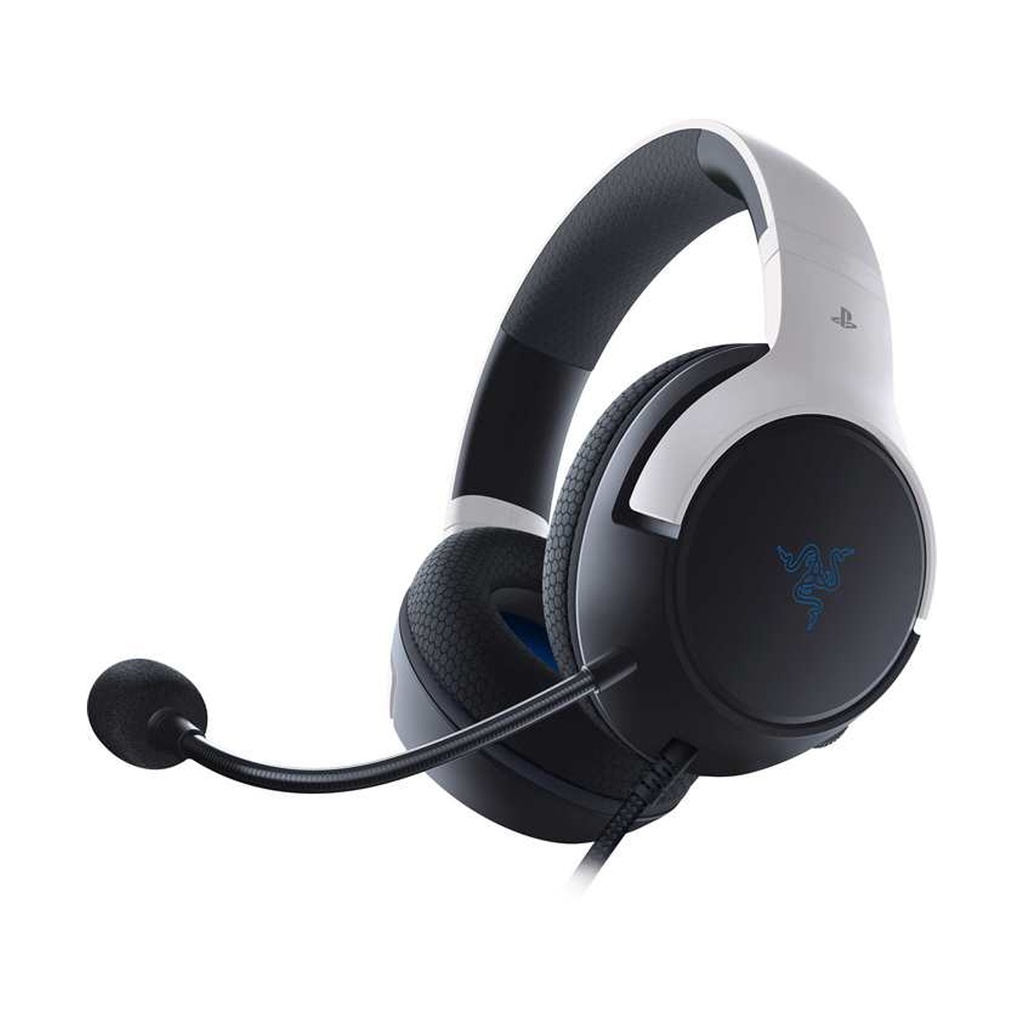 [RZ04-03970700-R3G1] Razer Kaira X Wired Gaming Headset for PlayStation 5 / PS5, PS4, PC, Mac, Mobile: 50mm Drivers, HyperClear Cardioid Mic, Memory Foam Cushions, On-Headset Controls - White & Black