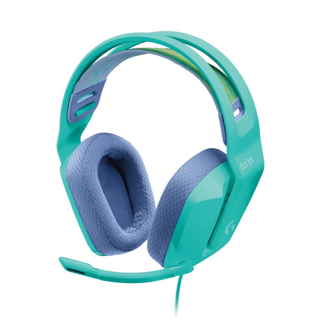 [981-001024] Logitech G335 Wired Gaming Headset, 40mm Drivers, Integrated Boom Mic, Soft, Breathable Memory Ear Cups, Adjustable Suspension Headband, Compatible with PC, PS, Xbox, Switch, Mint | 981-001024