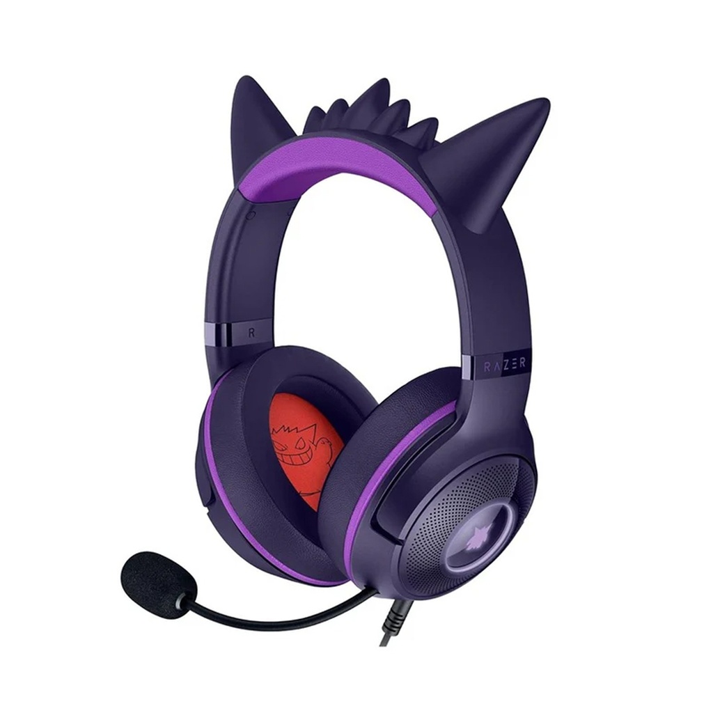 [RZ04-04730300-R3M1] Razer PokeMon Kraken Kitty V2 Gengar USB Wired Headset, Hybrid Fabric And Leatherette Cushions 7.1 Surround, - Purple