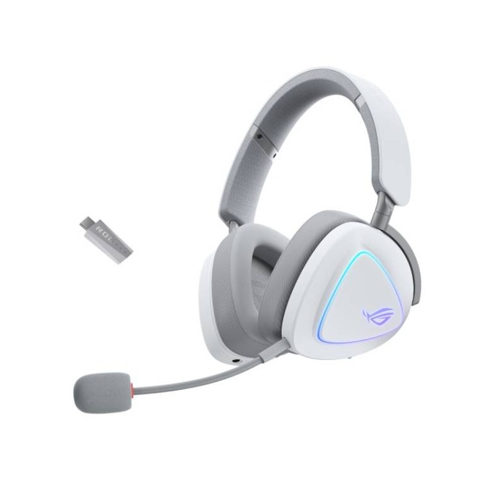 [90YH03W0-BHUA10] Asus ROG Delta II Moonlight White Edition Tri-Mode Wireless/Bluetooth/Wired Gaming Headset,Titanium-Plated 50mm Drivers,DualFlow Audio,up to 110-Hour Battery,Aura Sync RGB lighting,PC/Mac,PlayStation,Switch and Mobiles Compatible | 90YH03W0-BHUA10