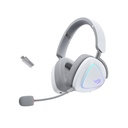 Asus ROG Delta II Moonlight White Edition Tri-Mode Wireless/Bluetooth/Wired Gaming Headset,Titanium-Plated 50mm Drivers,DualFlow Audio,up to 110-Hour Battery,Aura Sync RGB lighting,PC/Mac,PlayStation,Switch and Mobiles Compatible | 90YH03W0-BHUA10