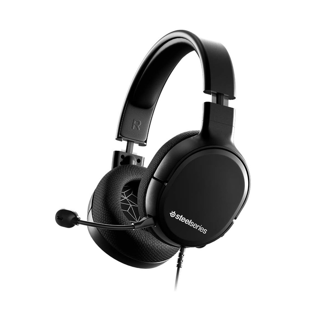 [61427] SteelSeries Artis 1 Wired Gaming Headset, Detachable Microphone, On-Headset Controls, For PC, Playstation, Xbox & Switch - Black