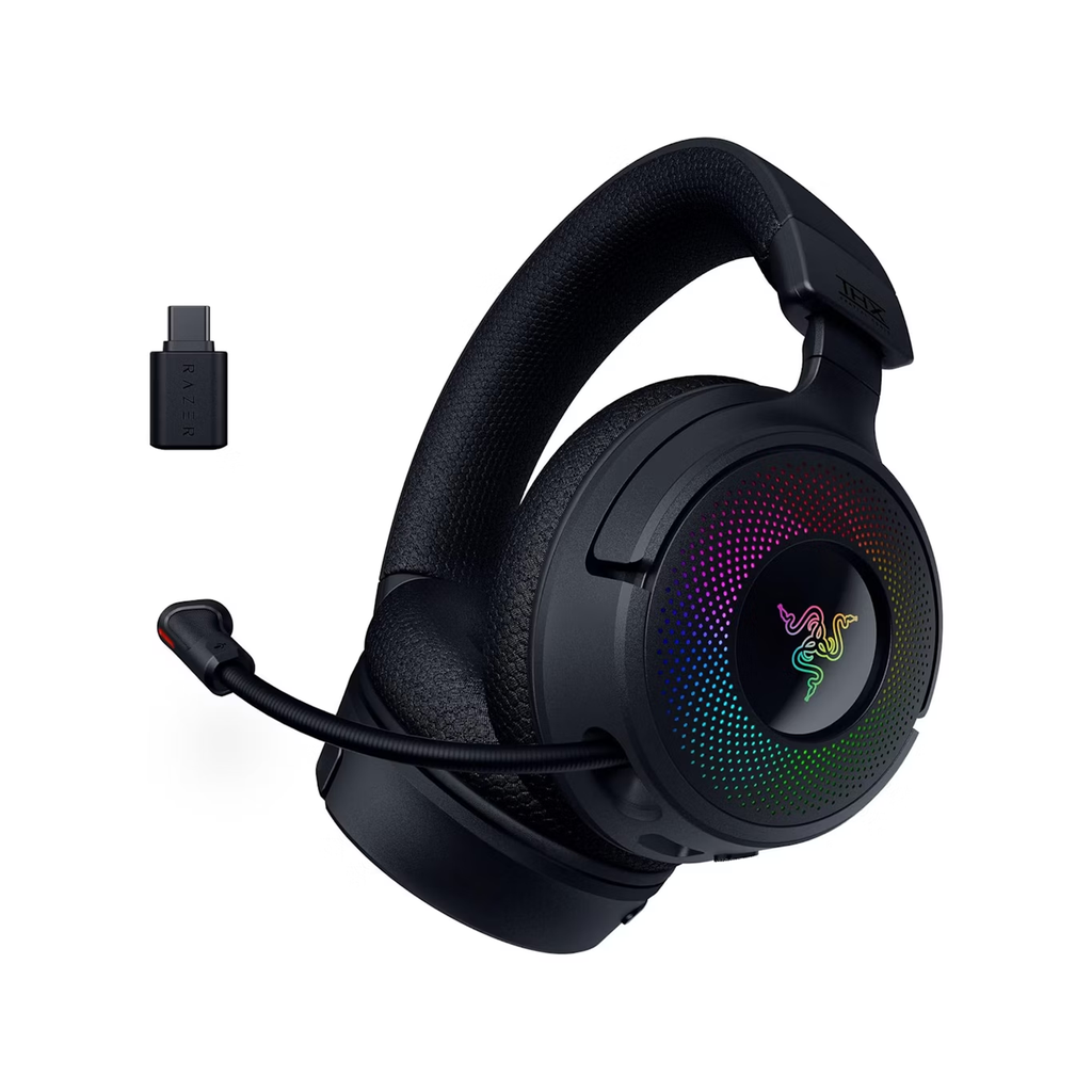 [RZ04-05170100-R3M1] Razer Kraken V4 Wireless/Bluetooth/USB Gaming Headset Wideband Mic, Quick Volume Adjust - 9 Zone RGB Lighting - for PC, Mac, PS5, Nintendo Switch, Steam Deck, Smartphone - Black