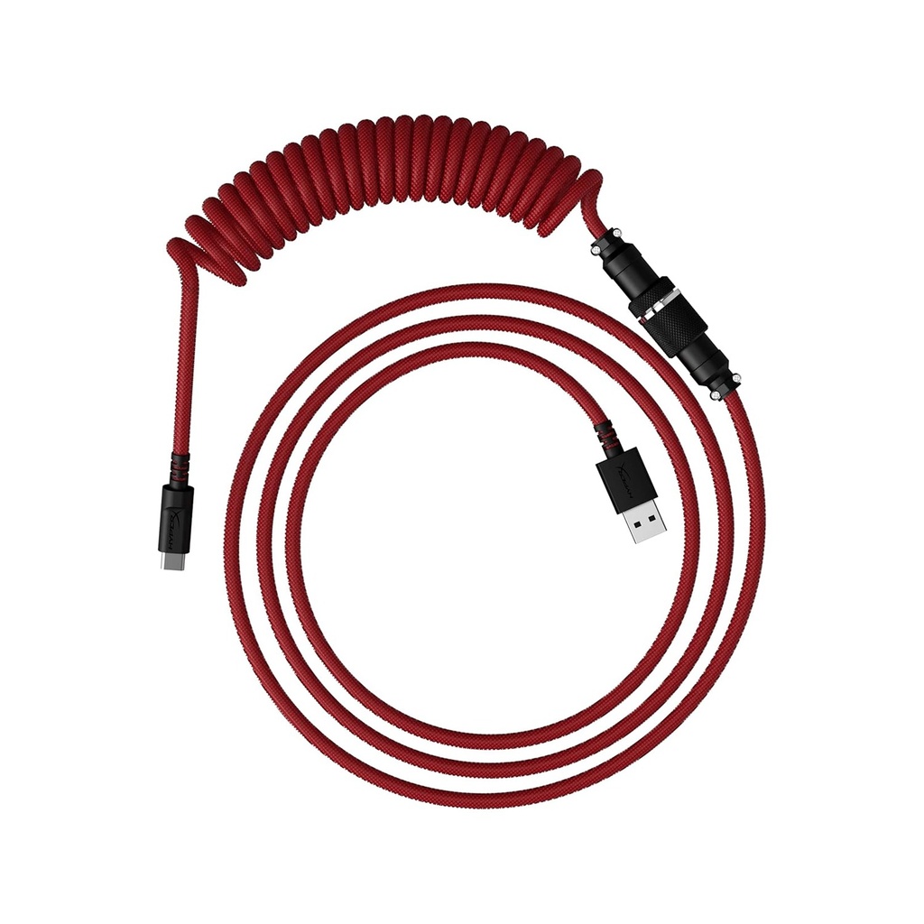 [6J677AA] HyperX (6J677AA) USB-C to USB-A Coiled Cable 4.5ft Length Red-Black