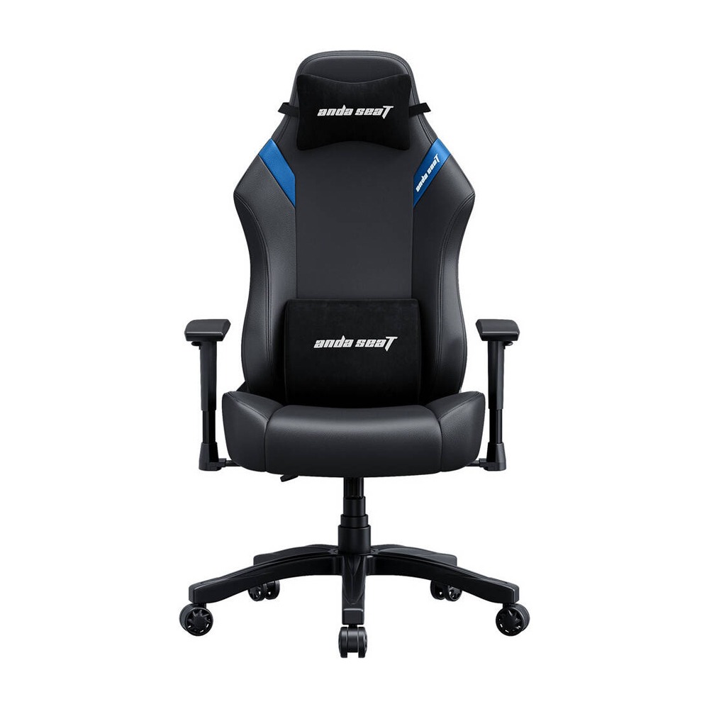 [AD18-44-BS-PV] Anda Seat LUNA Series Large Gaming Chair Includes Adjustable Lumbar & Headrest Pillows - Black/Blue