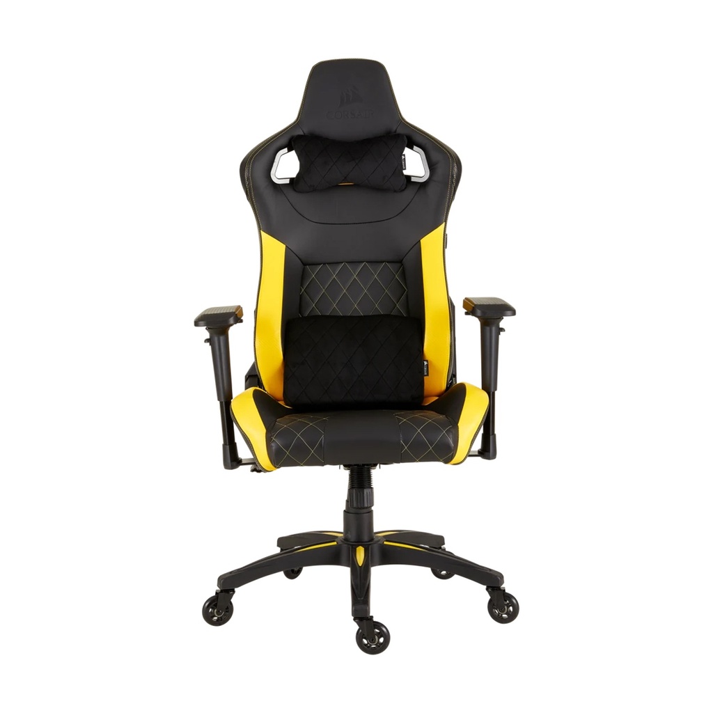 [CF-9010015-WW] Corsair T1 Race Gaming Chair with PU Leather, 4D Adjustable Armrest, PU Caster Wheels - Black/Yellow