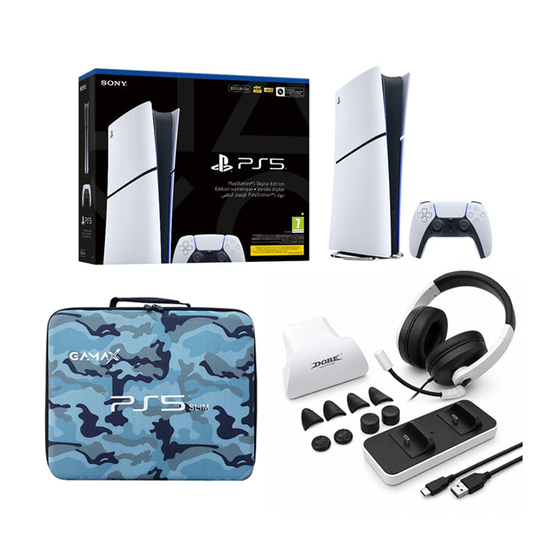 [508911] PlayStation 5 Slim Digital Bundle Console + Gamax Storage Bag & Dobe 12-in-1 Game Set