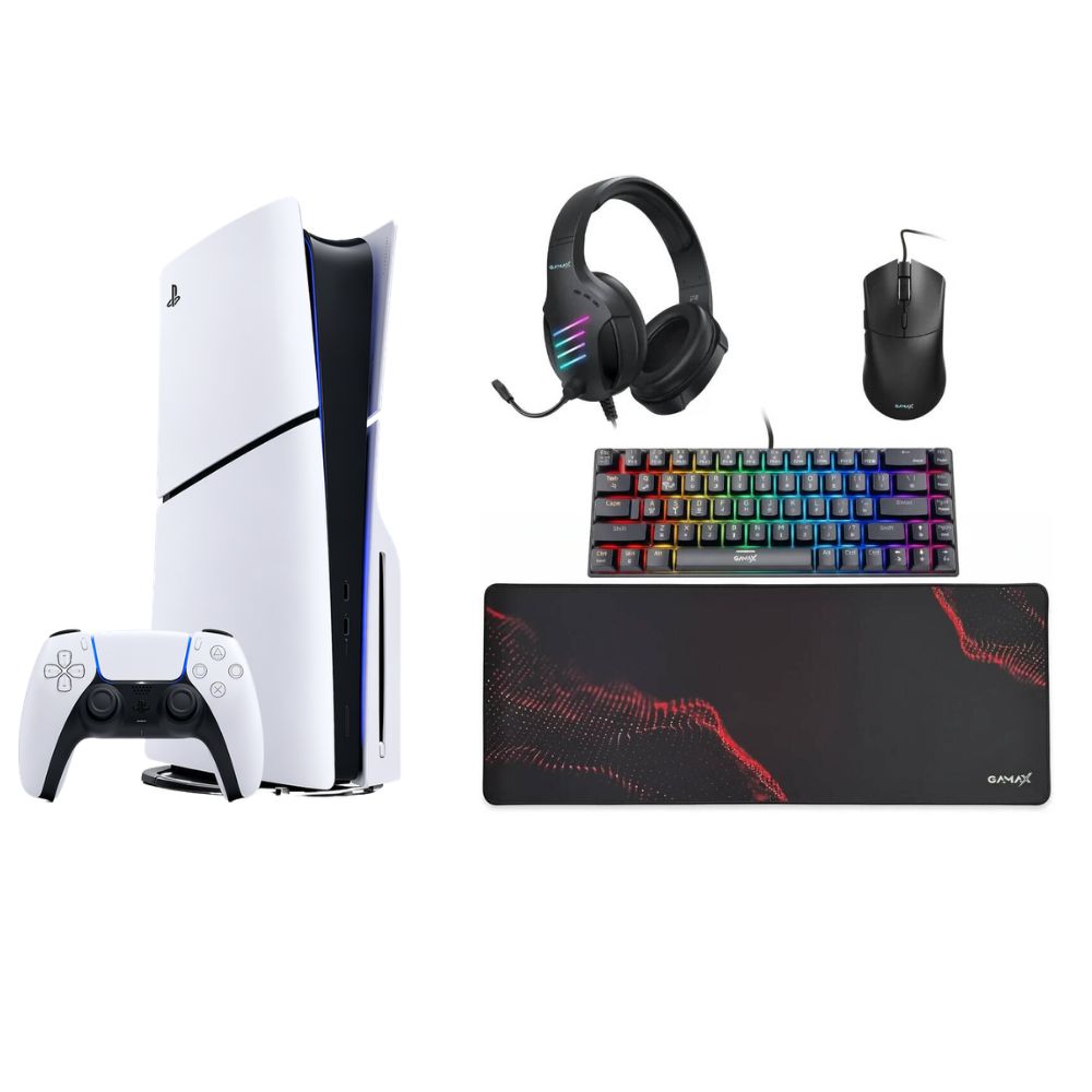 [509312] PlayStation 5 Slim Console Disk White (E Chassis) + Gamax GM-204 Gaming Combo