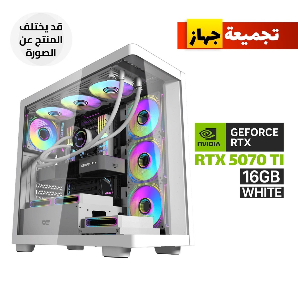 [DC-DS900G-W-CGPC] Gaming PC RYZEN 7-9800X3D Processor, ASUS ROG STRIX B850-A WIFI Motherboard, 32GB RAM DDR5 (6000), 1TB SSD NVMe, RTX 5070 TI 16GB VGA White, 850 WATT GOLD PSU, L360 Liquid Cooler White, Aigo DarkFlash DS900W Case 7x ARGB Fans, Windows 11 Pro (License)