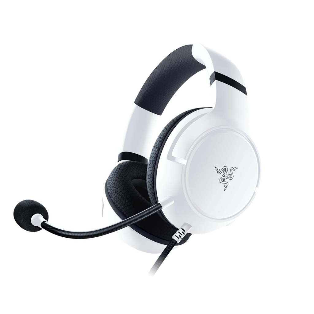 [RZ04-03970300-R3M1] Razer Kaira X Wired Headset for Xbox Series X|S, Xbox One, PC, Mac & Mobile Devices: Triforce 50mm Drivers, HyperClear Cardioid Mic, Flowknit Memory Foam Ear Cushions, On Headset Controls - White