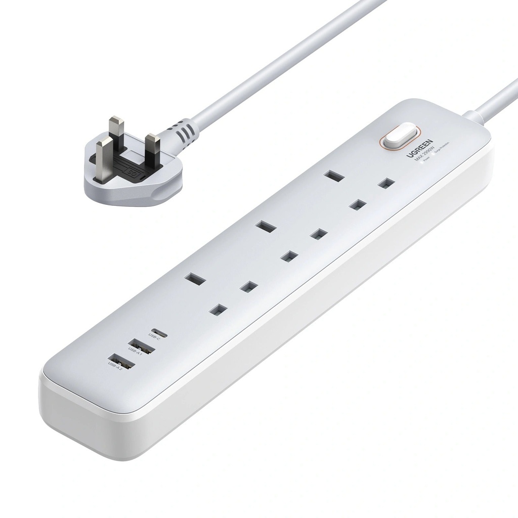 [507947] Ugreen 3-Outlet Surge Protector Master Switch Extension With 30W Type-C Port + Dual USB Ports – CD286 - 15461