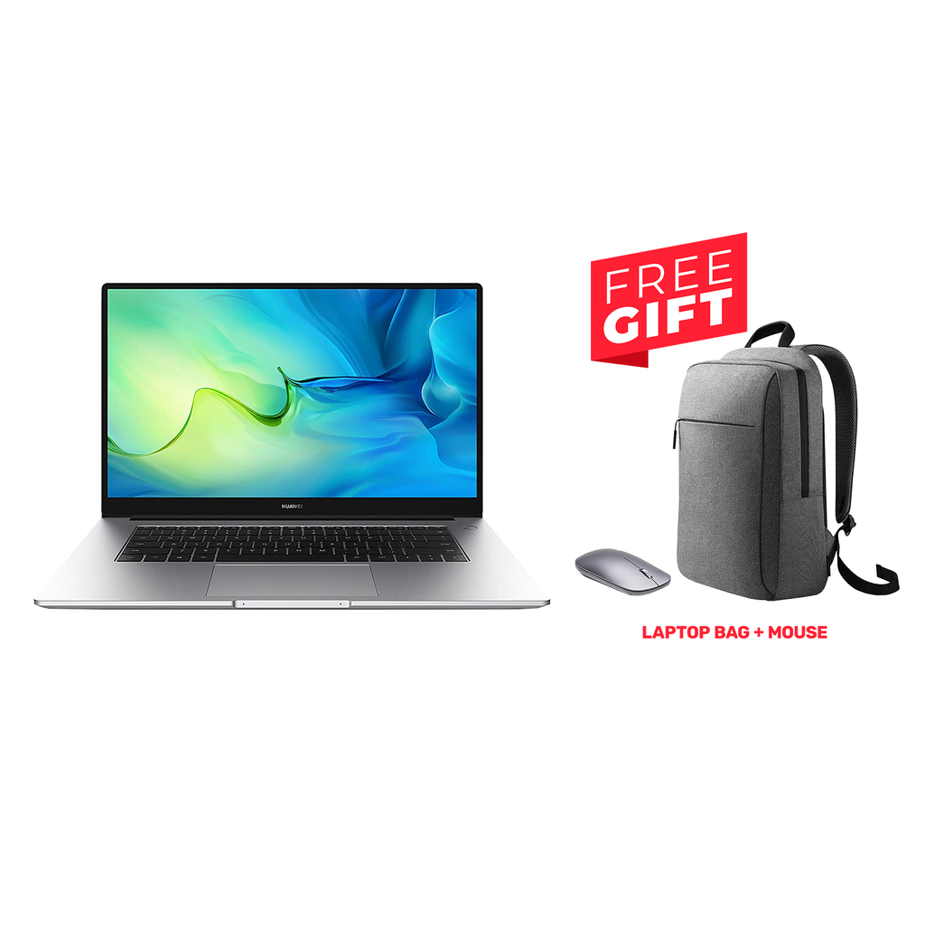 [53012TQM] Huawei MateBook D15 Laptop, Intel Core i5-1135G7 Processor, 8GB RAM, 512GB NVMe SSD, Intel Iris Xe Graphics, 15.6" FHD IPS Display, Windows 11, Mystic Silver + Free Gift Mouse + Bag)