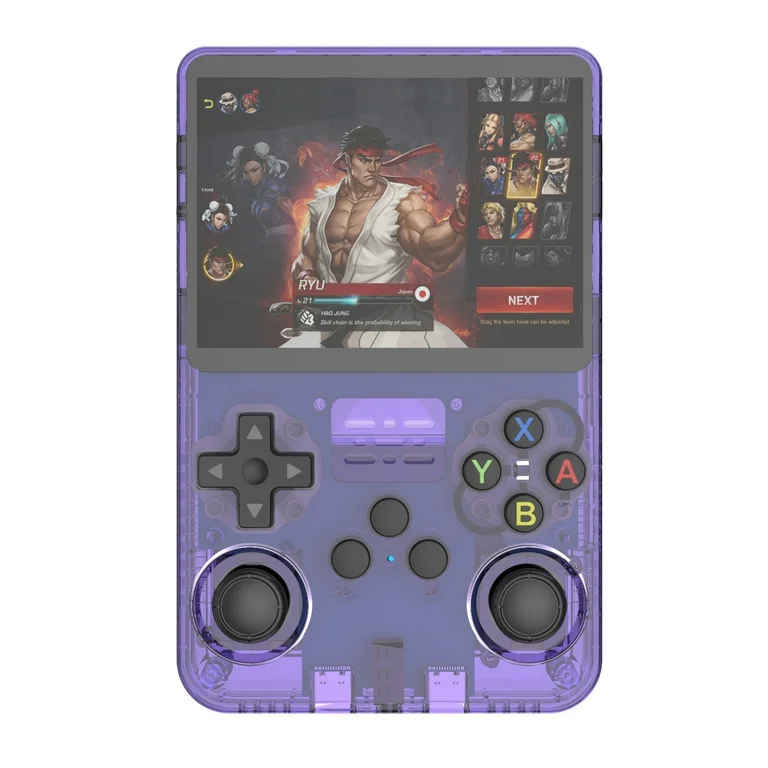 [501575] R36S Retro Handheld Video Game Console 3.5 Inch 64GB - Transparent Purple