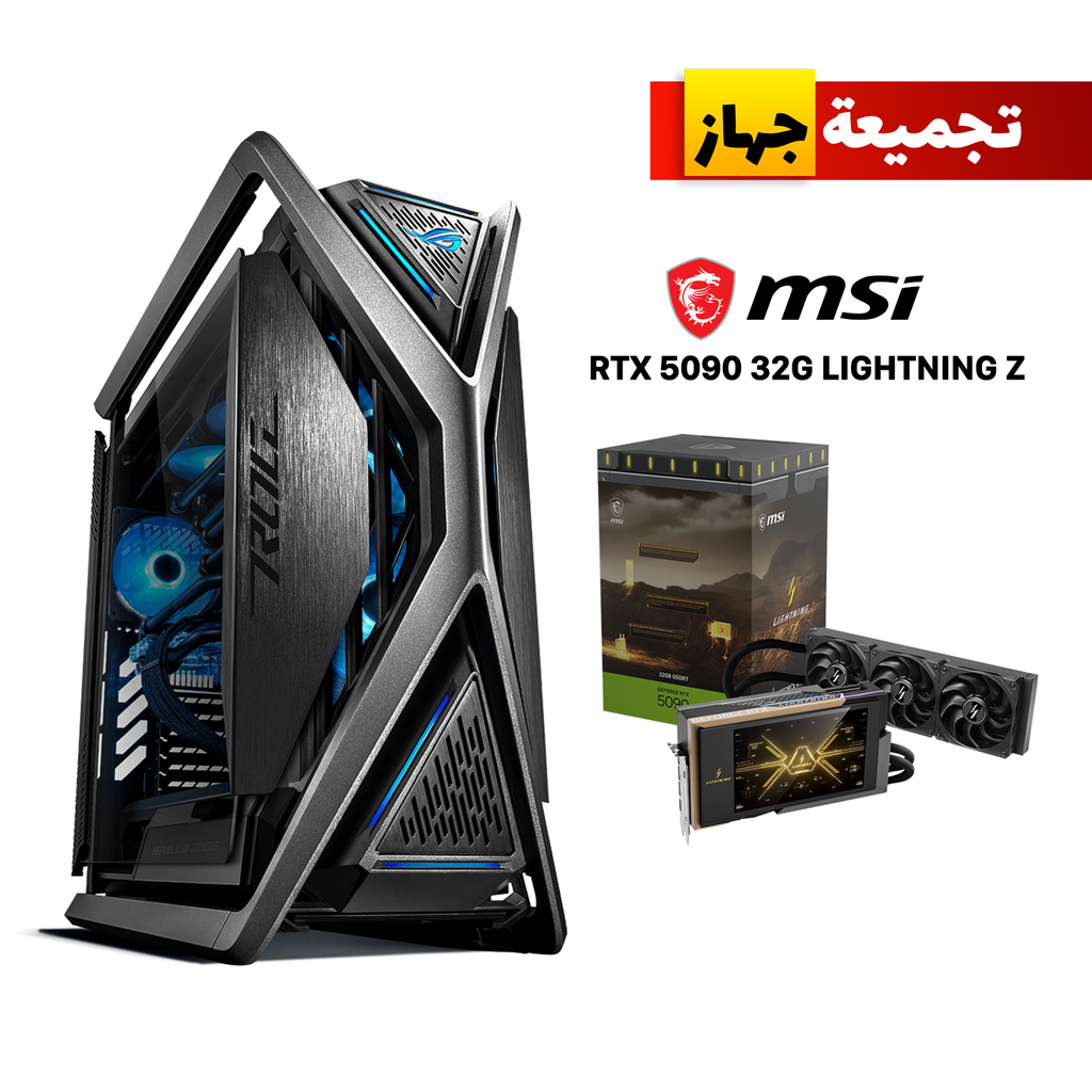 [90DC00F0-B39000-PC5] Gaming PC AMD Ryzen 9 9950X3D, Rog CrossHair X870E Hero Motherboard, 64GB DDR5 6000 RAM, 4TB NVMe Gen5 SSD, MSI RTX 5090 Lightning Z 32GB GDDR7 GPU, MSI MEG Ai1600T 1600W Titanium PSU, NZXT Kraken Elite L360, Hyperion GR701 Case, Windows 11 Pro (License)