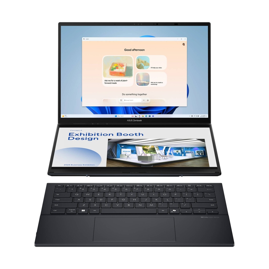 [90NB14X1-M003F0] Asus Zenbook Duo UX8406CA-PZ005W Laptop, Intel Core Ultra 9 285H Processor, 32GB RAM, 2TB SSD NVMe, Intel Arc Graphics, 14.0" 3K OLED 120Hz Touch Screen, Windows 11 Home, Inkwell Gray | 90NB14X1-M003F0