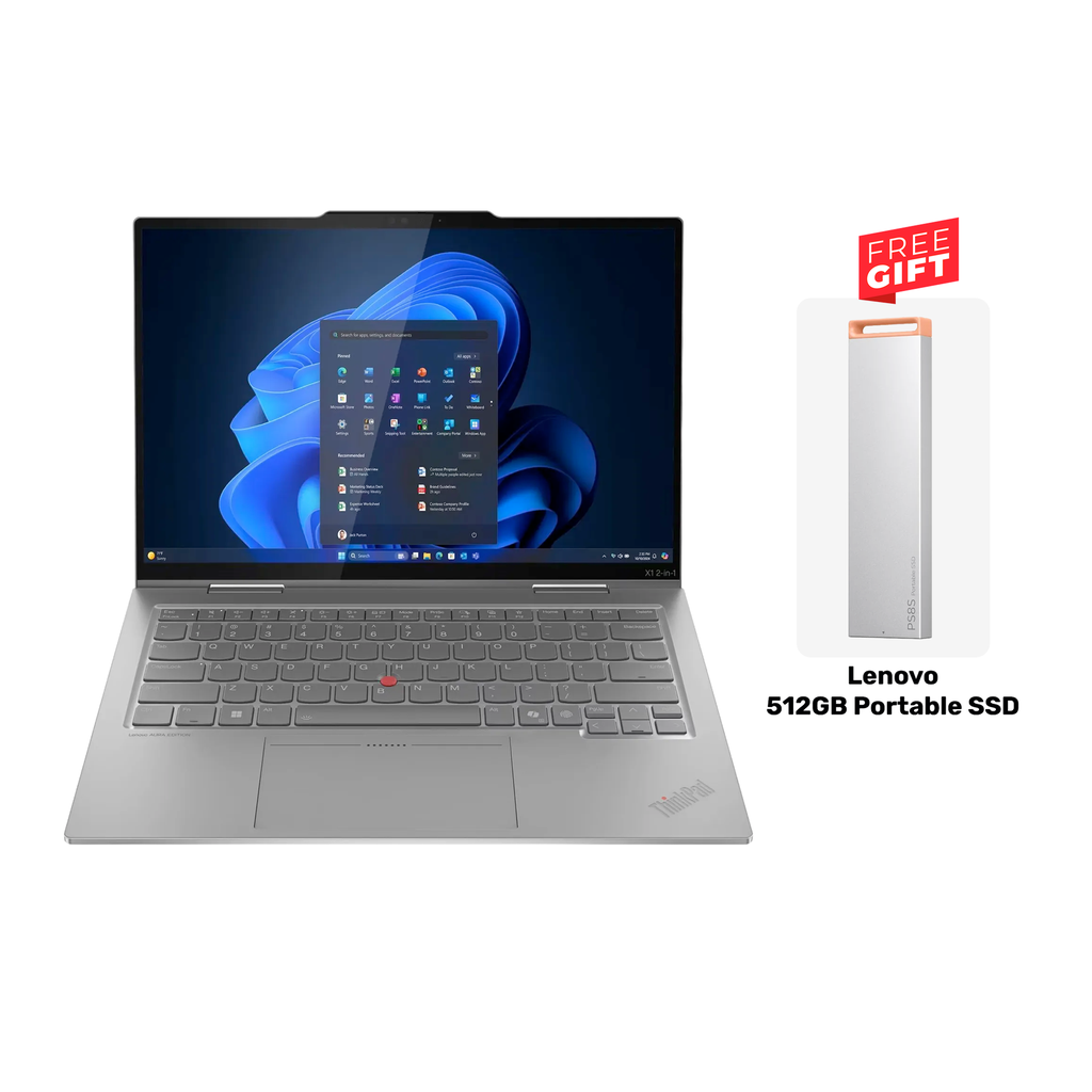 [21Q00008GR] Lenovo ThinkPad X1 2-in-1 Gen 10 Aura Edition, Intel Core Ultra 7 255U Processor, 32GB RAM, 1TB NVMe SSD, Integrated Intel® Graphics, 14" WUXGA IPS Multi-touch Display, Backlit Keyboard, Windows 11 Pro License + Free Gift Lenovo 512GB Portable SSD