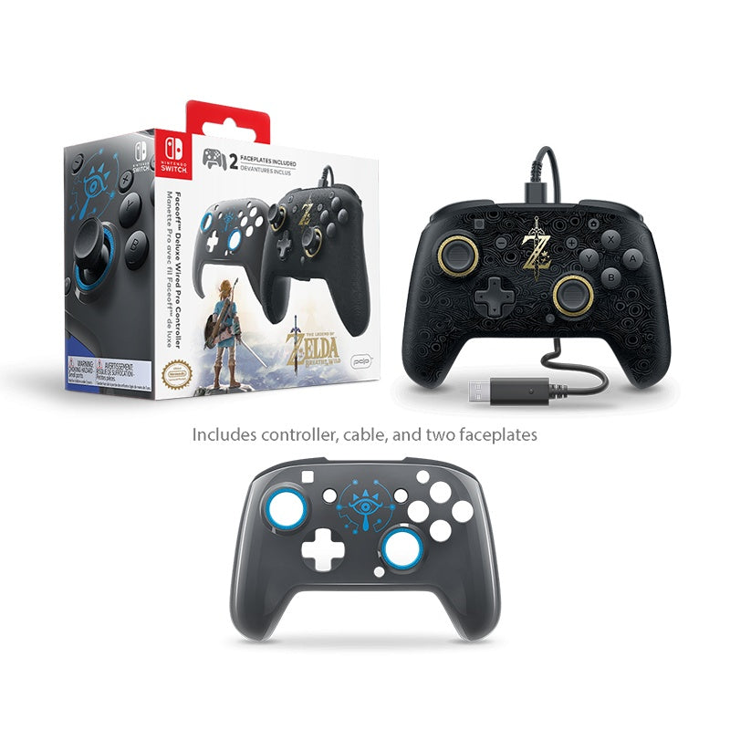 [62543] Faceoff Deluxe Wired Pro Controller Breath of the Wild Edition