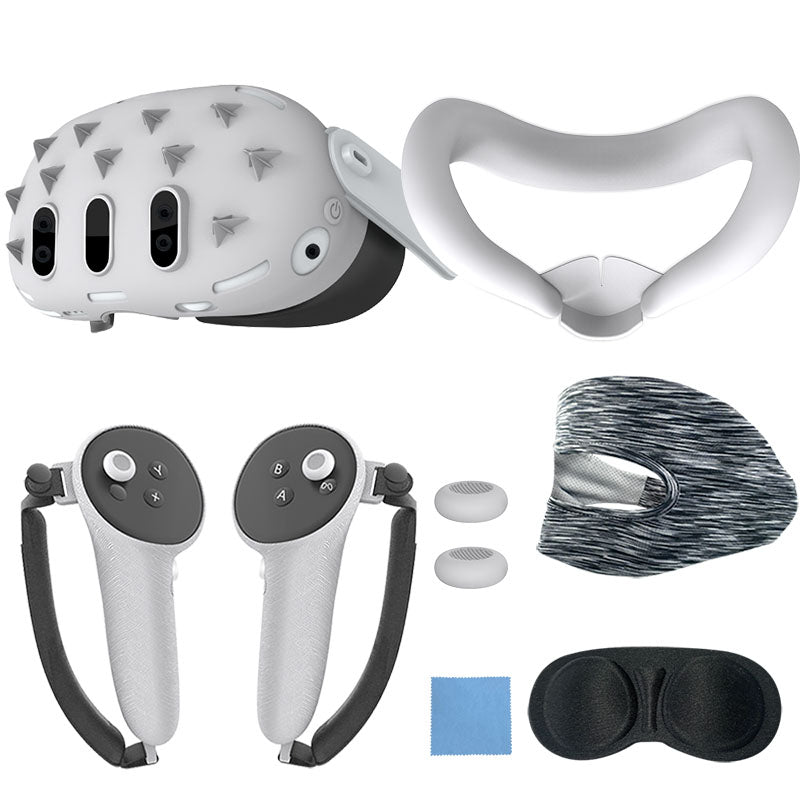 [501607] Gamax Meta Quest 3 Hexagon Flat Silicone Protective Case Set - White