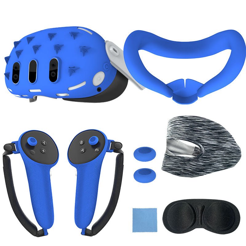 [501612] Gamax Meta Quest 3 Hexagon Flat Silicone Protective Case Set - Blue