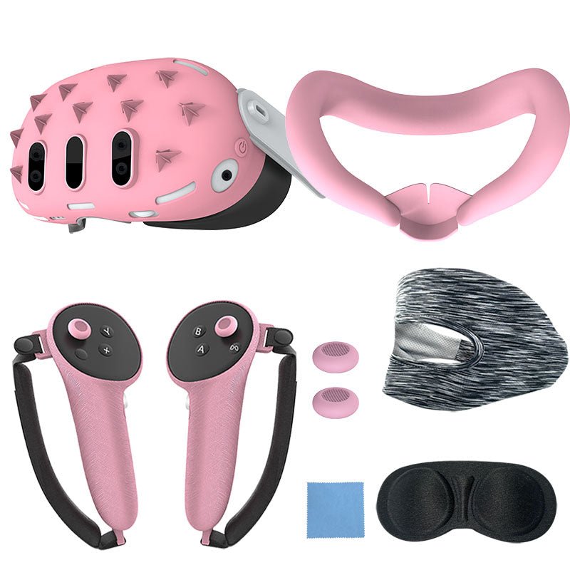 [501613] Gamax Meta Quest 3 Hexagon Flat Silicone Protective Case Set - Pink