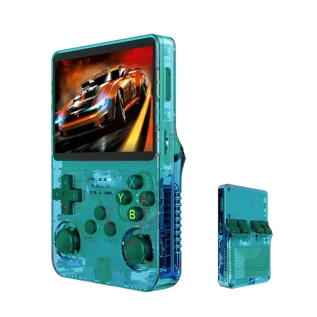 [507937] R36S Retro Handheld Video Game Console 3.5 Inch 64GB - Transparent Green