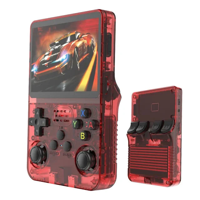[507936] R36S Retro Handheld Video Game Console 3.5 Inch 64GB - Transparent Red