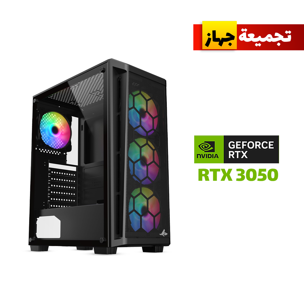 [R-200-PC1] Gaming PC i5-12400F, H610 MotherBoard, 16GB DDR4 RAM, 1TB NVMe SSD, RTX 3050 8GB VGA, 650 WATT PSU, Sharx Razorfin ATX Mid Tower Gaming Case, USB WiFi Adapter, Windows 11 Pro License